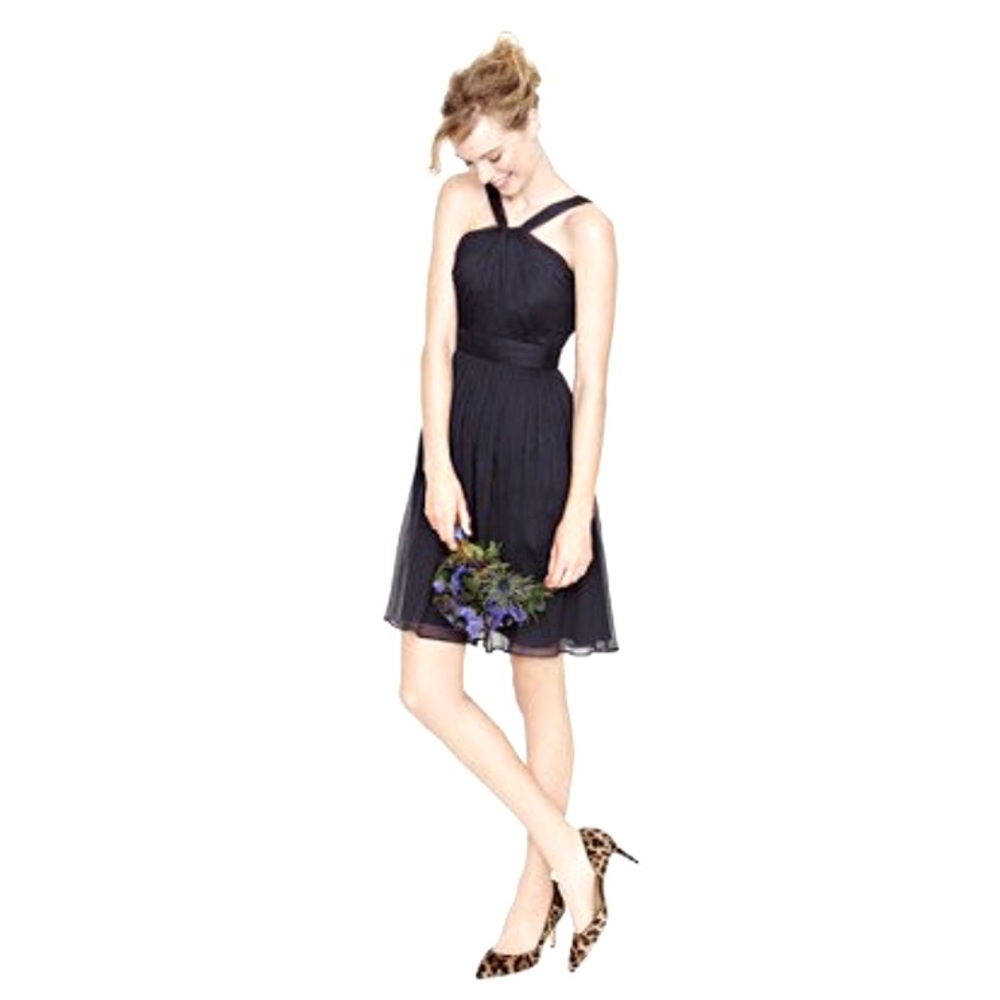 New 2 JCrew Little Black Dress Silk Chiffon Formal Cocktail Prom Small Short Xs